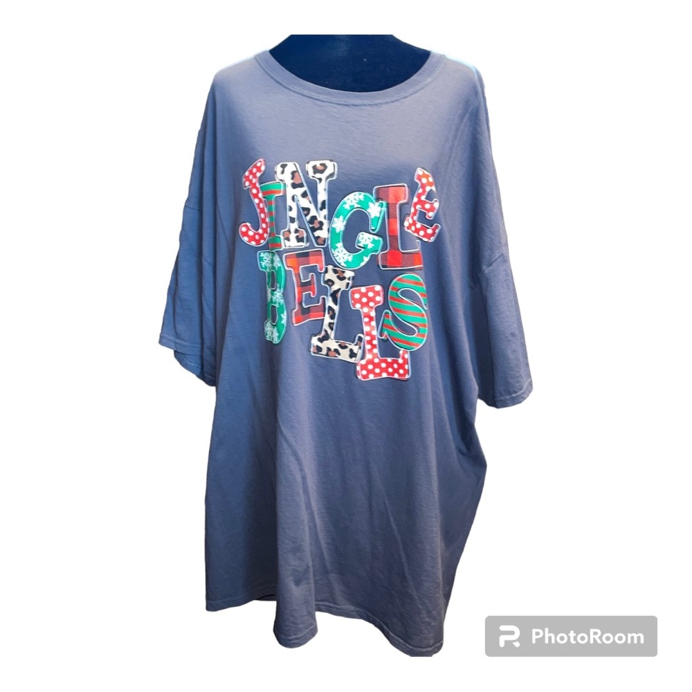 Jingle Bells Christmas tee shirt 3X EUC worn once washed and hung to dry